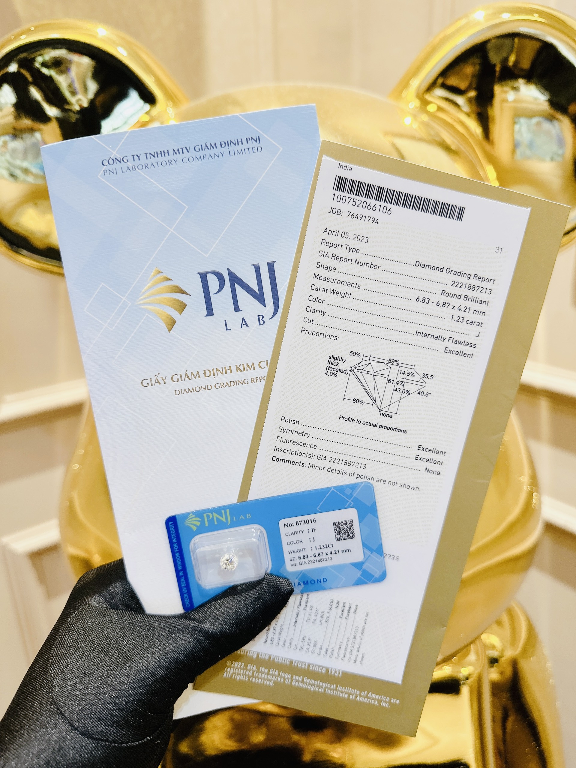 Thông Tin Về Kim Cương Thiên Nhiên 6.8mm – J – IF – Kiểm Định PNJ – Mã VC2207